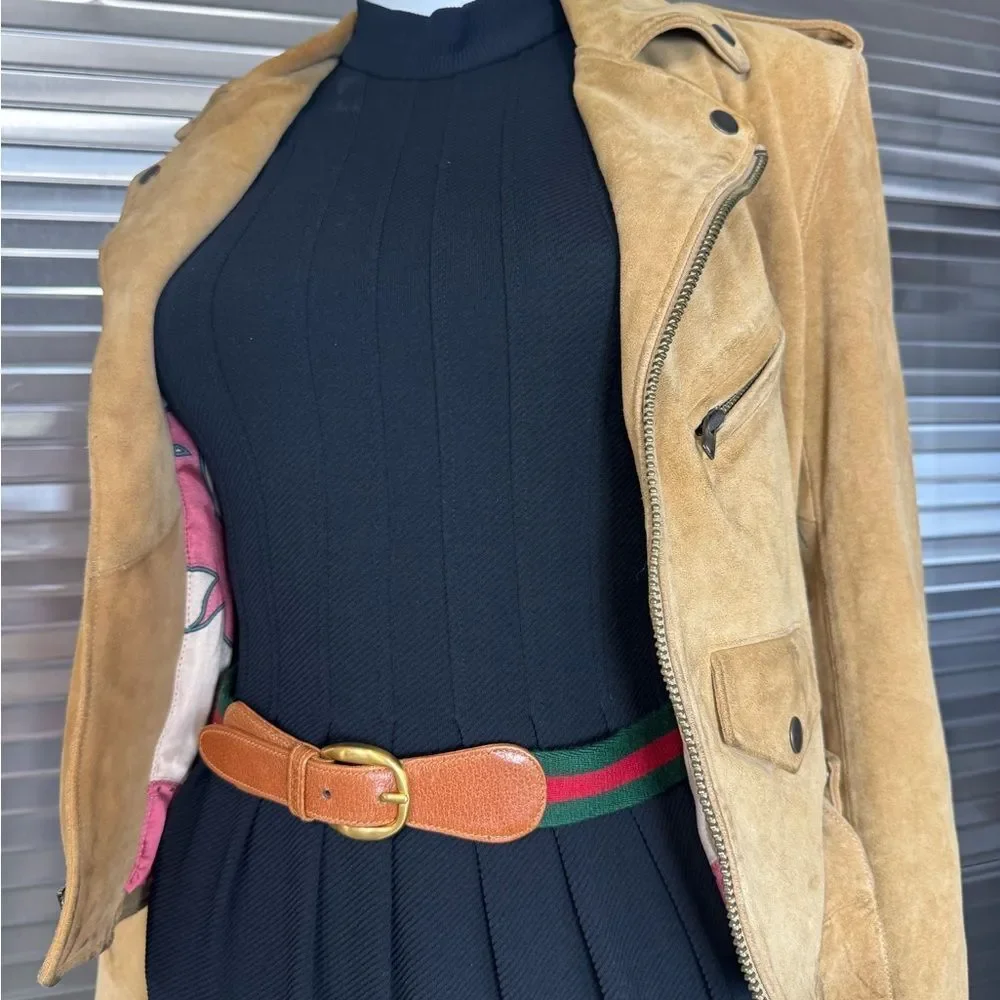 Gucci Vintage Sherry Line Brown Leather Belt Gold Buckle 80/32” - Picture 2 of 11